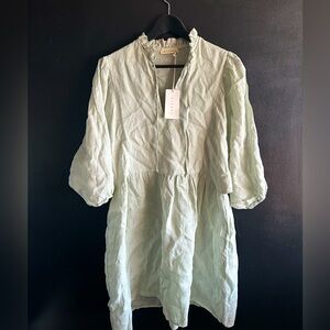 Starkx Mint Green Linen Ruffle Dress Oversized Size Small